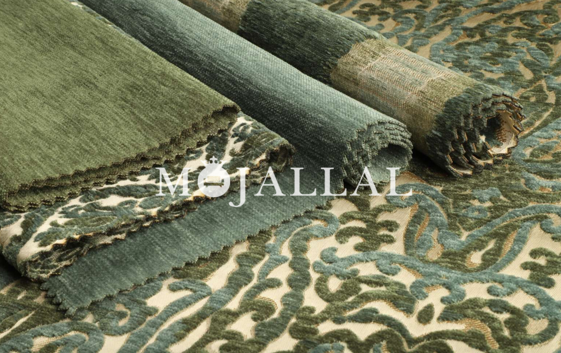 پارچه مبلی آراد بافته شده با دو نخ شانل در رنگ سبز روشن و سبز تیره