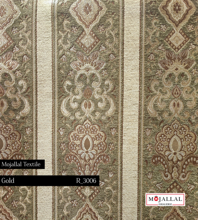 قیمت و خرید پارچه مبلی دو شانل گلد طرح راه ترکیب رنگ زیتونی و کرم_قیمت و خرید پارچه مبلی ترک