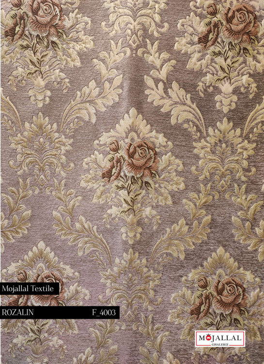 قیمت و خرید پارچه مبلی شانل ویسکوز ترکیب رنگ طوسی روشن و یاسی طرح سه گل چهارگل