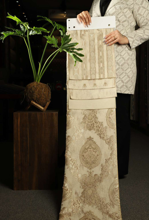 قیمت و خرید پارچه مبلی کاترین ولید شده در چهار طرح و یک ساده رنگ کرم و نسکافهای