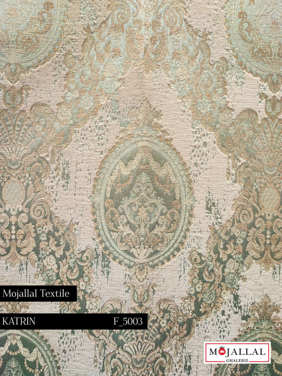 قیمت و خرید پارچه مبلی شانل کاترین رنگ کرم و سبزآبی _پارچه مبل با قیمت مناسب و کیفیت بالا