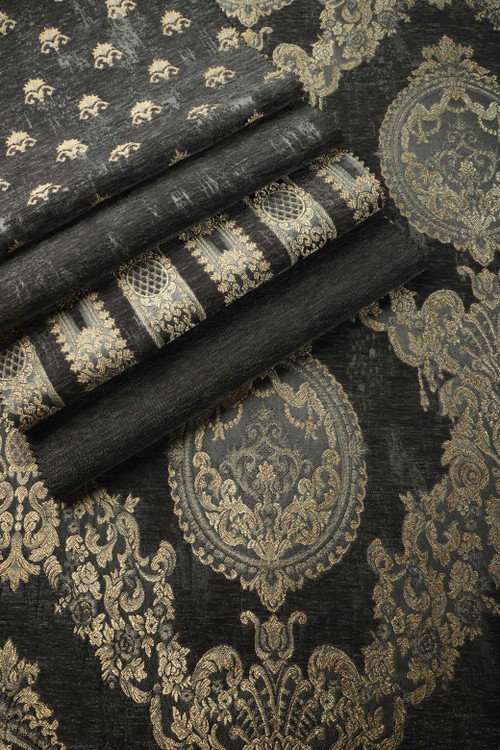 پارچه مبلی کاترین بافته شده در چهار طرح و یک ساده رنگ دودی _قیمت و خرید پارچه مبلی ترک